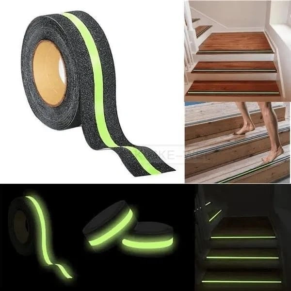 ANTI SLIP GLOW TAP, Anti Slip Glow Tape (5M x 50mm) – Luminous Non-Slip Safety Tape with Radium, Self-Adhesive Grip Strips for Slippery Surfaces(2495)