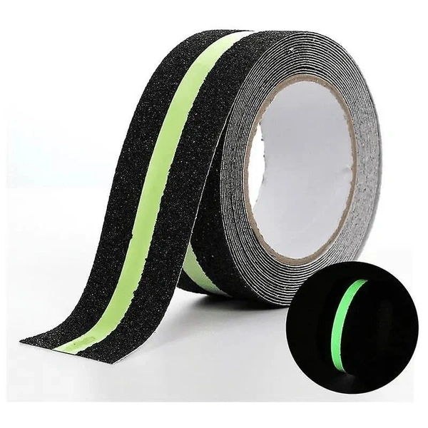 ANTI SLIP GLOW TAP, Anti Slip Glow Tape (5M x 50mm) – Luminous Non-Slip Safety Tape with Radium, Self-Adhesive Grip Strips for Slippery Surfaces(2495)