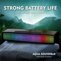 AQUA SOUNDBAR , CYOMI Aqua 10W Bluetooth Soundbar – Compact Stereo Speaker, Wireless Audio, Deep Bass (Black)(2601)