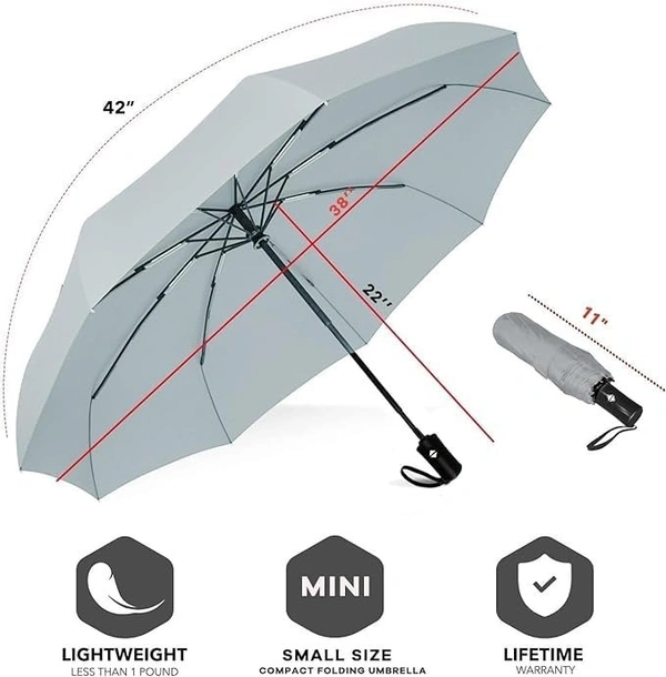 AUTOMATIC UMBRELLA,Mini Folding Windproof & Compact Umbrella, Portable 3 Fold Umbrella, Automatic Open Close for Rain and Sun Protection,Umbrellas for rain,Windproof Umberalla Large for Man,Women     (1068)       - Gray