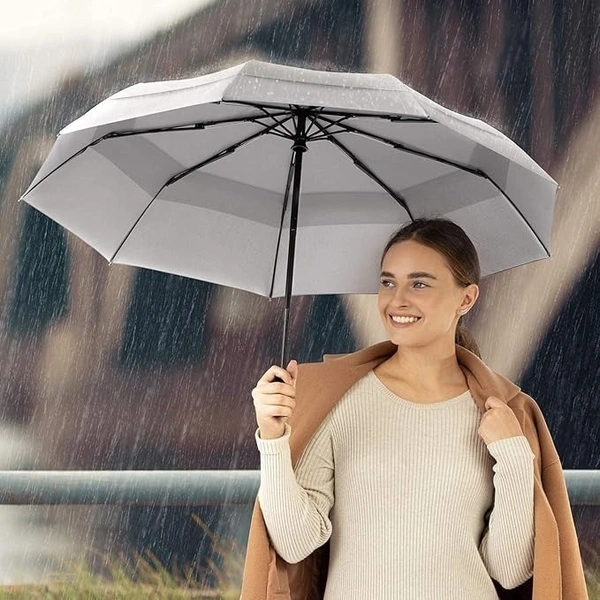 AUTOMATIC UMBRELLA,Mini Folding Windproof & Compact Umbrella, Portable 3 Fold Umbrella, Automatic Open Close for Rain and Sun Protection,Umbrellas for rain,Windproof Umberalla Large for Man,Women     (1068)       - Gray