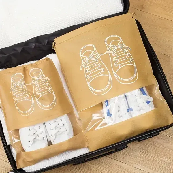 3PCS SHOE BAG, Non-Woven Travel Shoe Bags (3 Pcs) – Waterproof Storage Pouch with Transparent Window for Shoes, Clothes & Closet Organizer(2597)