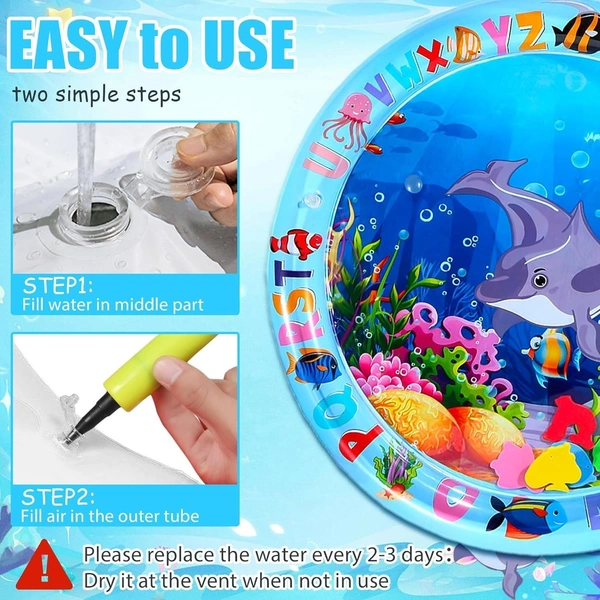 BABY WATER PLAY MAT ROUND, Baby Inflatable Tummy Time Water Play Mat | Leakproof Infant Activity Toy for Indoor & Outdoor Fun(2550)