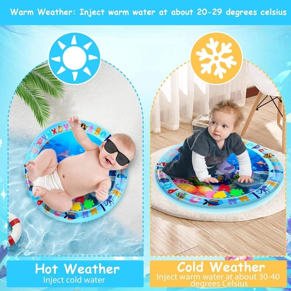 BABY WATER PLAY MAT ROUND, Baby Inflatable Tummy Time Water Play Mat | Leakproof Infant Activity Toy for Indoor & Outdoor Fun(2550)