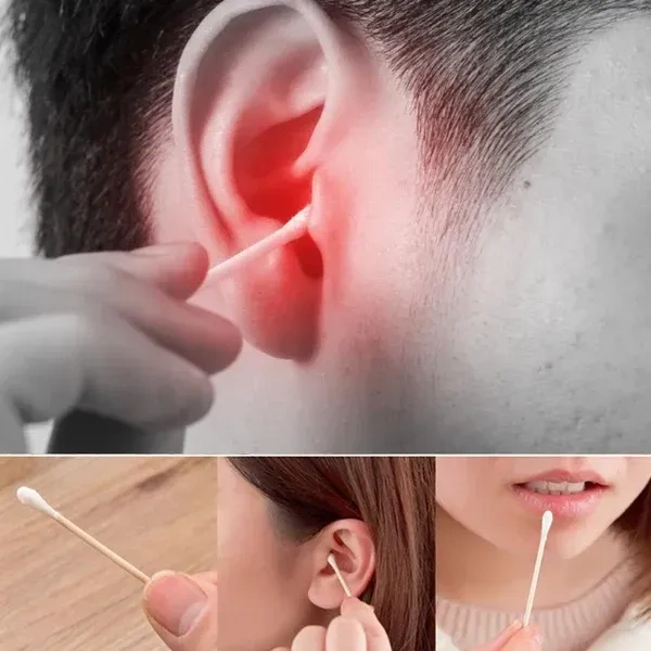 5PCS WOODEN COTTON BUDS, Pure Cotton Ear Buds ECO Friendly with White Wooden Sticks Pack of 5 (5 X 100) 500PCS  (100) - 