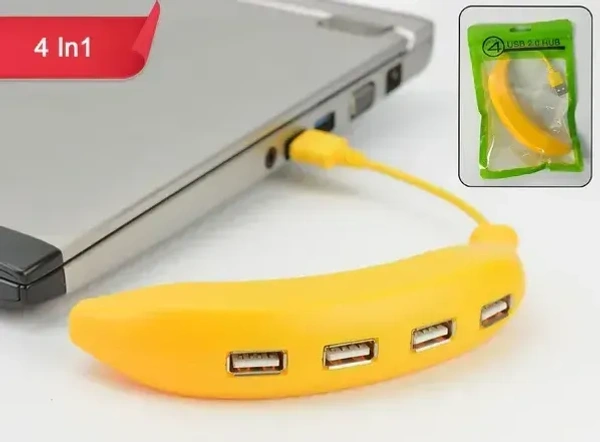 4IN1 USB HUB BANANA, Banana Shape USB Hub, 2.0 Hub USB Splitter, 4-Port USB Hub (2334)