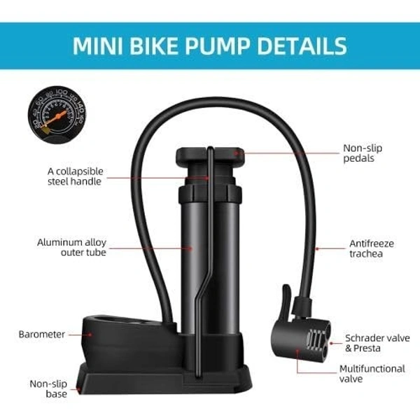 MINI FOOT PUMP, Bicycle Pump - High Pressure Foot Air Pump for Cycles, Balloons, Footballs and Tyres(278)