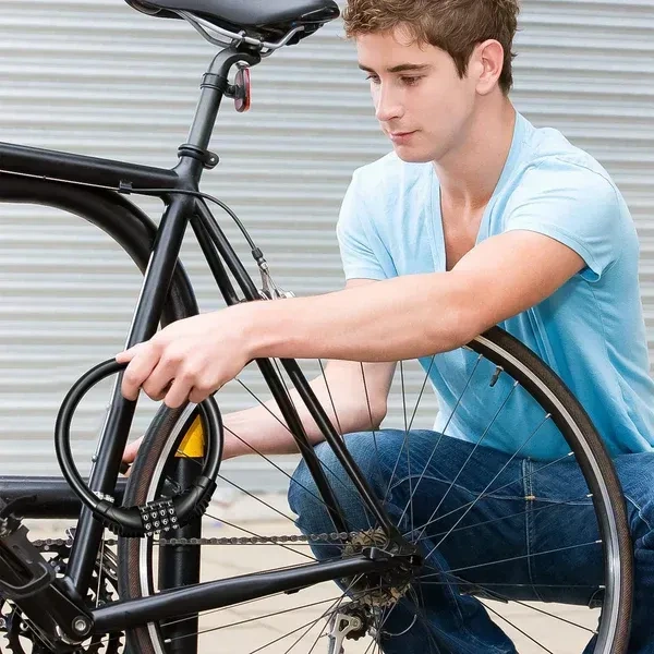 4 DIGIT BIKE LOCK, Bike Lock Cable Resettable Cable Lock - Self Coiling 4 Digit Combination Bike Lock   (2372)    