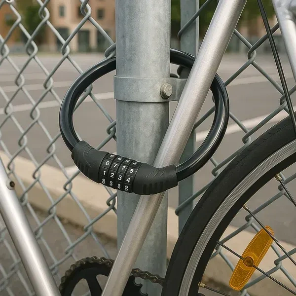 4 DIGIT BIKE LOCK, Bike Lock Cable Resettable Cable Lock - Self Coiling 4 Digit Combination Bike Lock   (2372)    