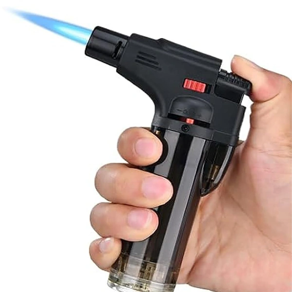 GUN LIGHTER,Blow Torch Fire Gun Jet Flame Refillable Butane Gas Lighter | Windproof Torch Lighter for Resin Art, BBQ, Camping, Bonfire, Candle with Stand – Multicolor(1954)