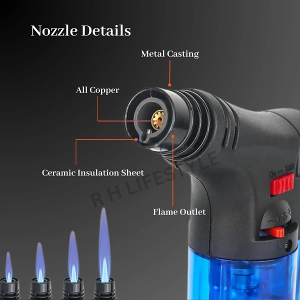 GUN LIGHTER,Blow Torch Fire Gun Jet Flame Refillable Butane Gas Lighter | Windproof Torch Lighter for Resin Art, BBQ, Camping, Bonfire, Candle with Stand – Multicolor(1954)
