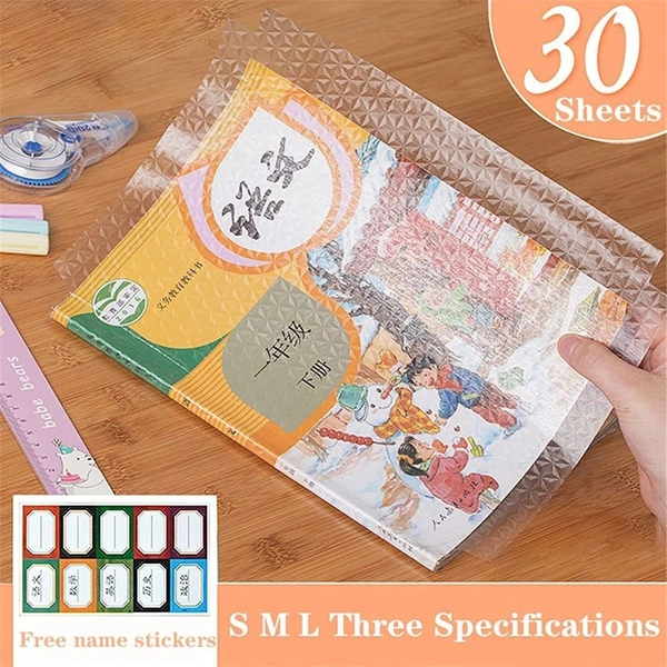 TRANSPARENT BOOK COVER, [30 Pcs- 3 Different Sizes -10 Each], Transparent Book Covers – 30 Pcs Set (3 Sizes, 10 Each) | Durable & Waterproof (1555)