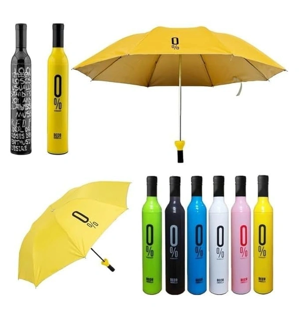 BOTTLE UMBRELLA, Wine Bottle Beautiful Travel Umbrella, Automatic, Strong, Durable, Hidden Folding Umbrella for Rain, Sun Light for 2 Persons for Adult Men Women, Fun Gift, Random Color  (533) 