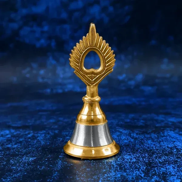 POOJA BELL, Brass & Steel Temple Ghanti (Pooja Bell) – Handheld Decorative Spiritual Bell for Home Mandir & Pooja Rituals(2509)