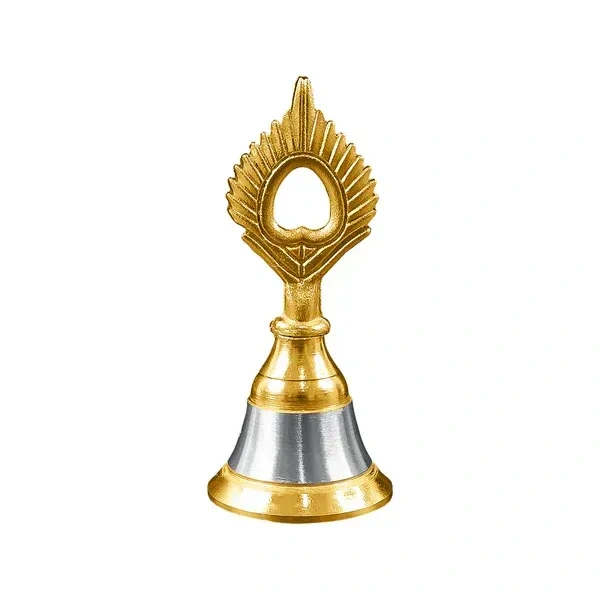 POOJA BELL, Brass & Steel Temple Ghanti (Pooja Bell) – Handheld Decorative Spiritual Bell for Home Mandir & Pooja Rituals(2509)