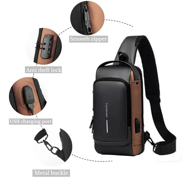 IMP SLING BAG, Sling Bag - Business Men's Chest Crossbody Bag with USB Charging Port, Waterproof Small Backpack for Outdoor, Work, Hiking, Running, Sport   (2273)     