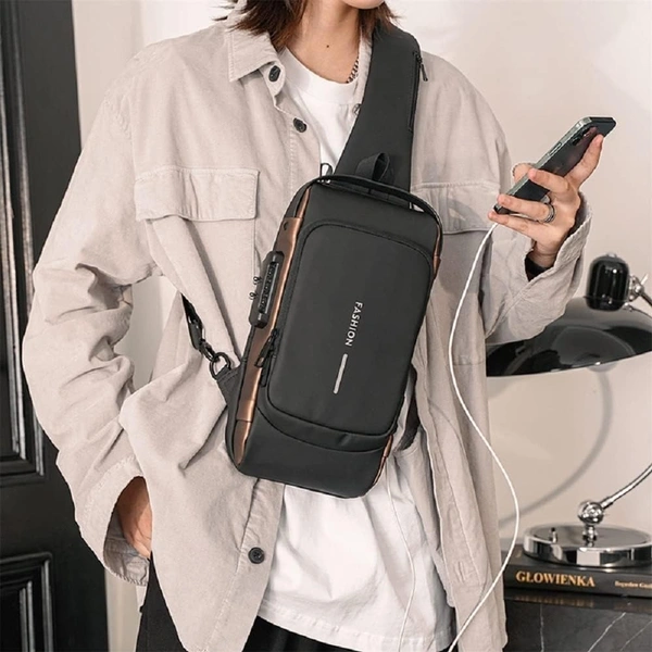 IMP SLING BAG, Sling Bag - Business Men's Chest Crossbody Bag with USB Charging Port, Waterproof Small Backpack for Outdoor, Work, Hiking, Running, Sport   (2273)     