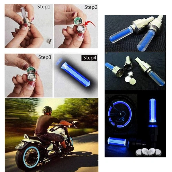 TYRE LIGHT, Bicycle Tyre LED Light Rim Valve Cap | Motion Sensor Blue Wheel Flashing Lights (Set of 2) Cycle Accessories(484)
