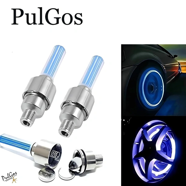 TYRE LIGHT, Bicycle Tyre LED Light Rim Valve Cap | Motion Sensor Blue Wheel Flashing Lights (Set of 2) Cycle Accessories(484)