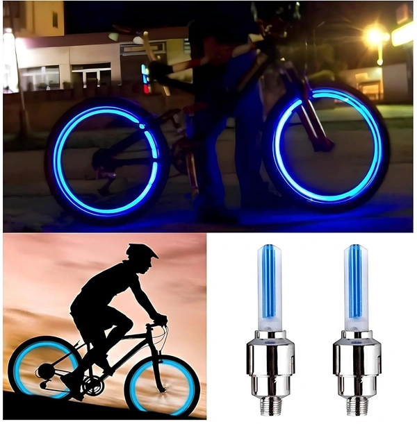 TYRE LIGHT, Bicycle Tyre LED Light Rim Valve Cap | Motion Sensor Blue Wheel Flashing Lights (Set of 2) Cycle Accessories(484)