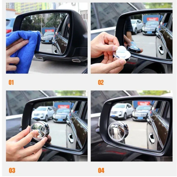 BLIND SPOT MIRROR, Car Blind Spot Mirror – 360° Adjustable HD Glass Side Mirror (2 Pieces)(136)