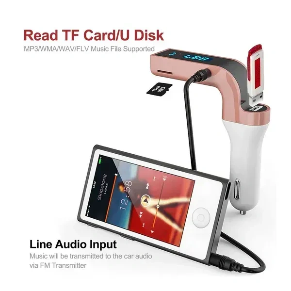 CAR BLUTOOTH CHARGER, Car G7 with Turbo Charging LCD Bluetooth Charger Fm Kit Mp3  (2338)    