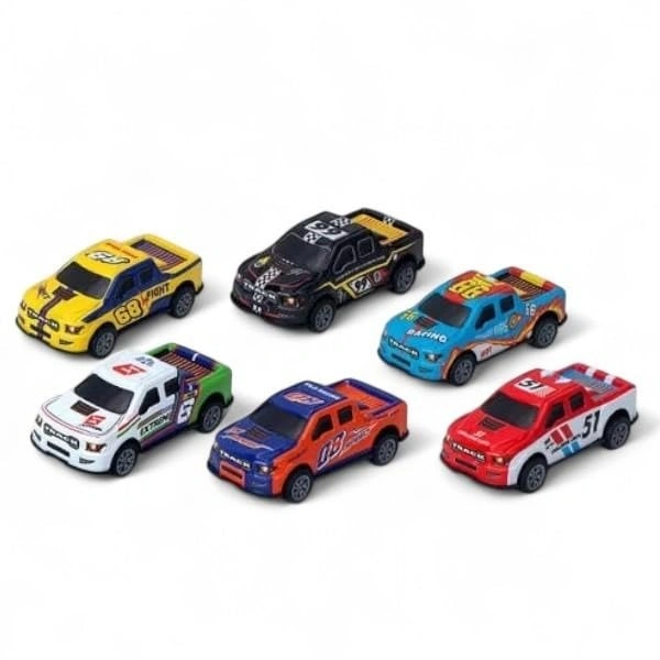 6Pcs CAR MODEL SET, Lumo Brand 6PCS Metal Die-Cast Pull Back Car Set | Mini Racing Toy Cars for Kids 3+ | Durable Childhood Play Vehicles(2740) - 6 Pcs Set