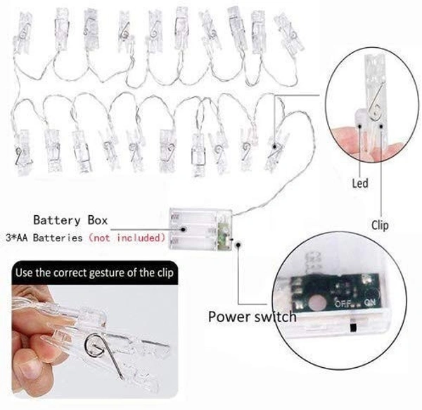 PHOTO HANGING LED, Photo Clip LED String Lights for Photo Hanging – Decorative Fairy Lights for Birthday, Wedding, Festival & Home Decoration(2555)