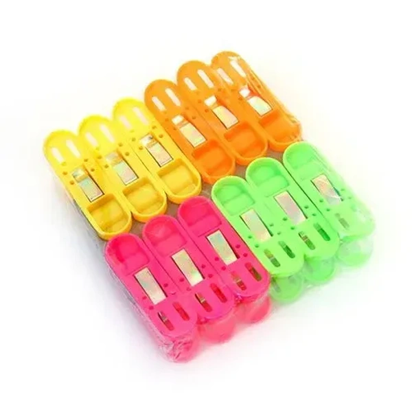 12PCS CLOTH CLIP PIN, Cloth Drying Non-Slip Light Plastic Clips (Multicolour) (Pack of 12)(2119)