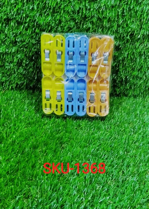 12PCS CLOTH CLIP PIN, Cloth Drying Non-Slip Light Plastic Clips (Multicolour) (Pack of 12)(2119)