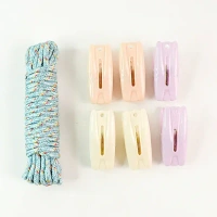 6MTR ROPE WITH CLIP, Clothesline Rope with 6 Clips – 6 Meter Approx Heavy Duty Laundry Drying Rope with Clip  (2373)    