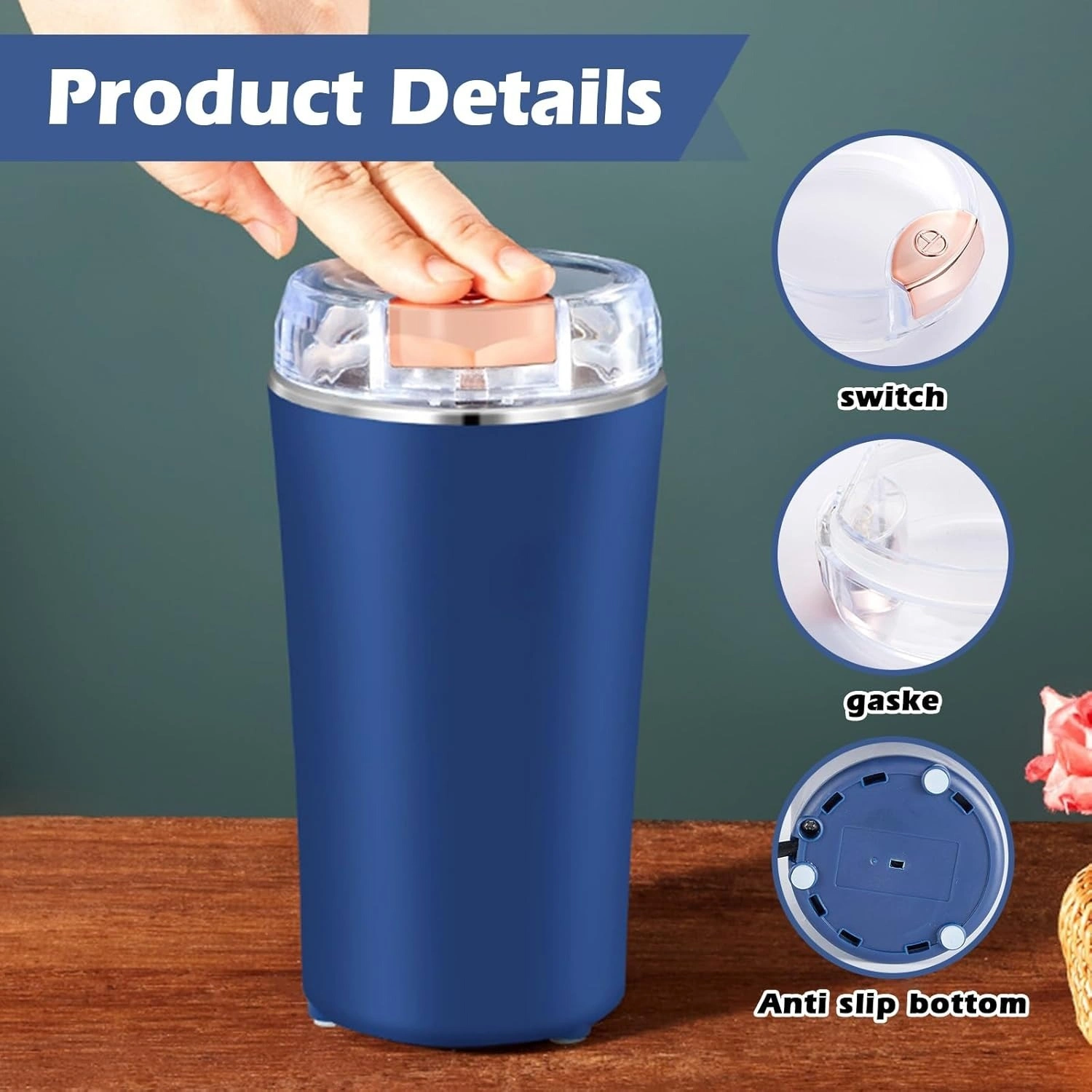 Stainless Steel Electric Coffee Grinder - One Button Control, Blade Grinder For Beans, Spices, Nuts (12 Cup Capacity)