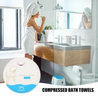 TRAVEL BATH TOWEL, Compressed Travel Bath Towel – Expandable Disposable Towel for Face & Body | Soft Hygienic Wipe for Home, Gym, Spa & Travel (70 × 10 cm, 1 Pc)(2702)