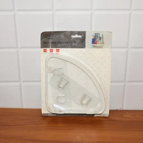 PLASTIC CORNER RACK, Self-Adhesive Corner Bathroom Shelf (1 Pc) – Wall-Mounted Storage Rack with Fast-Drain Holes | No Drill, Strong Hold Organizer(27223)