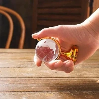 CRYSTAL WORLD MAP, Crystal Globe 50mm with Golden Stand | Decorative World Map Showpiece for Home & Office(2484)