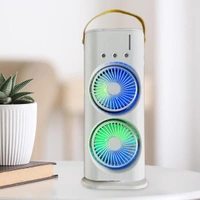 DOUBLE COOLING FAN, Double Ended Spray Fan, Cold Air Fan, 2025 New 3 Gears USB Rechargeable Oscillating fan with LED Light Cooler, Touch & Remote Control, 280ml Water Tank  (2210) - White