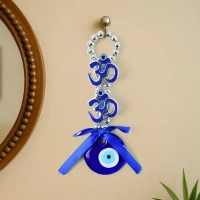 OM WIND CHIME, Decorative Double OM Symbol Evil Eye Hanging – Wall & Car Hanging Showpiece (1 Pc)(2512)