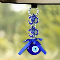 OM WIND CHIME, Decorative Double OM Symbol Evil Eye Hanging – Wall & Car Hanging Showpiece (1 Pc)(2512)