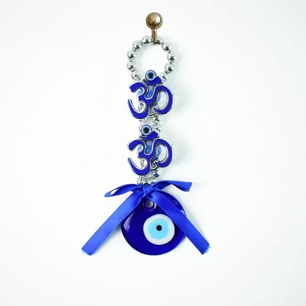 OM WIND CHIME, Decorative Double OM Symbol Evil Eye Hanging – Wall & Car Hanging Showpiece (1 Pc)(2512)