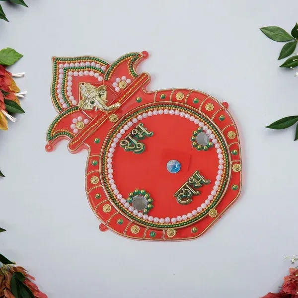 WALL HANGING KALASH, Decorative Kalash Wall Hanging with Shubh Labh – Traditional Home Décor for Festivals & Pooja (1 Pc)(2574)