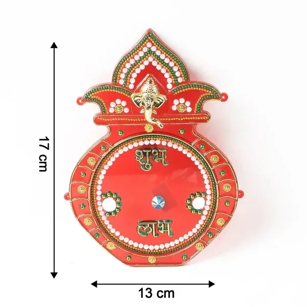WALL HANGING KALASH, Decorative Kalash Wall Hanging with Shubh Labh – Traditional Home Décor for Festivals & Pooja (1 Pc)(2574)