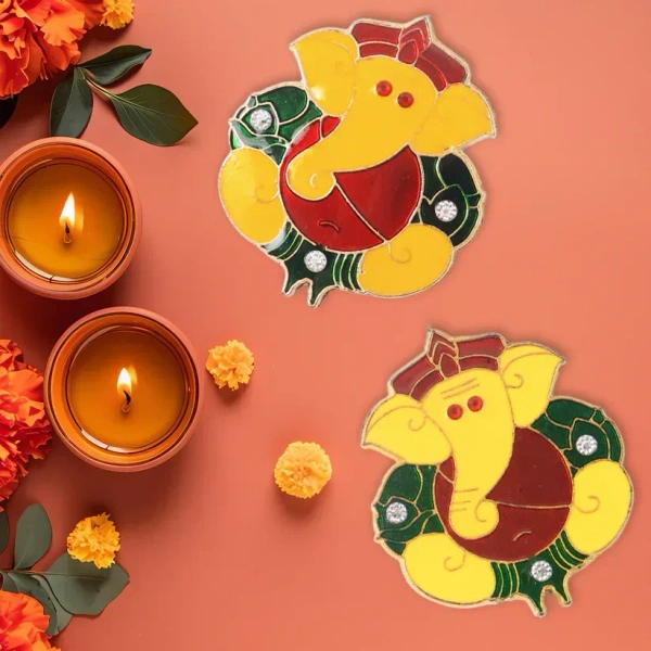 2PCS GANESH WALL STICKER, Lord Ganesha Wall Stickers – Decorative Wall Hanging Decals (Set of 2)(2616)