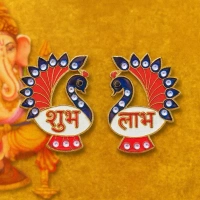 PEACOCK SHUBH LABH, Shubh Labh Wall Hanging – Decorative Peacock Design Door/Wall Decor (Set of 2)(2615)