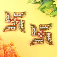 2PCS SWASTIK STICKER, Decorative Swastik Sticker,  Decorative Traditional Symbols for Home, Door, Pooja Room (2226) - Pack of 2