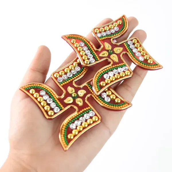 2PCS SWASTIK STICKER, Decorative Swastik Sticker,  Decorative Traditional Symbols for Home, Door, Pooja Room (2226) - Pack of 2