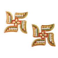 2PCS SWASTIK STICKER, Decorative Swastik Sticker,  Decorative Traditional Symbols for Home, Door, Pooja Room (2226) - Pack of 2