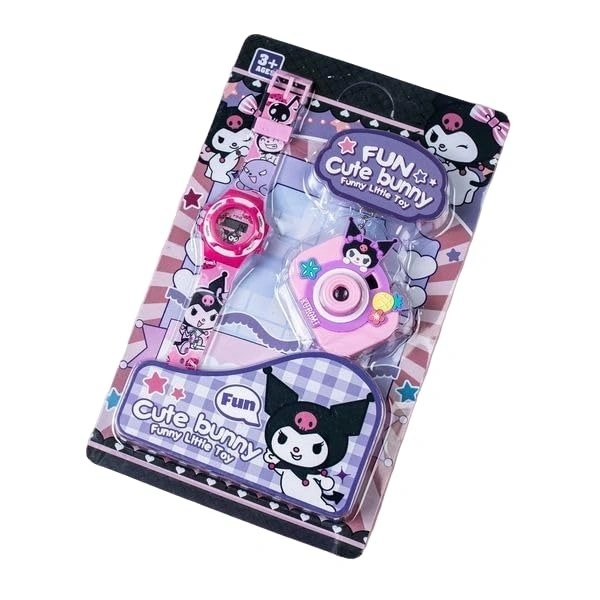 WATCH WITH PROJECTOR, Kuromi Digital Watch for Kids – Cute Stylish Boys & Girls Wristwatch with Built-in Projector & Keychain(2504)