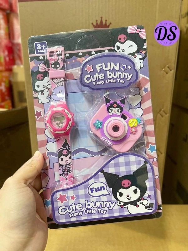WATCH WITH PROJECTOR, Kuromi Digital Watch for Kids – Cute Stylish Boys & Girls Wristwatch with Built-in Projector & Keychain(2504)