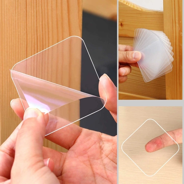 10PCS DOUBLE SIDE STICKER, 10 Pcs Double-Sided Transparent Stickers | Strong Adhesive Desktop & Wall Mounting Tape Pads(861)