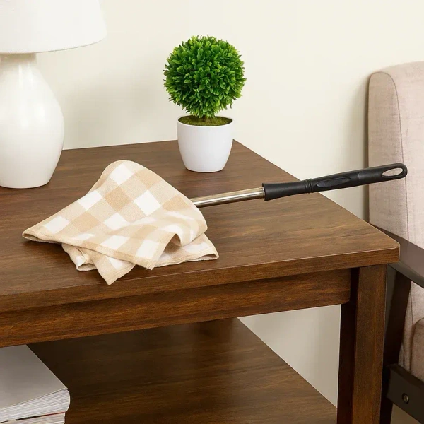 DUSTING CLOTH HANDLE, Non-Extendable Dusting Cloth with Handle for Home & Office – Removable Washable Cotton Duster Cloth on Sturdy Stick for Furniture, Electronics & Car (1 Pc, Random Color)(2669)